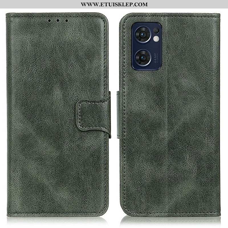 Etui Folio do Oppo Find X5 Lite Dwustronne Zapięcie Z Efektem Skóry